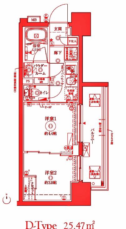クレイシアIDZ川崎(2K/10階)の間取り写真