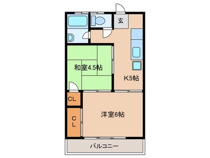 オチャード(2K/2階)の間取り写真