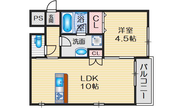 シャルムYODO(1LDK/2階)の間取り写真