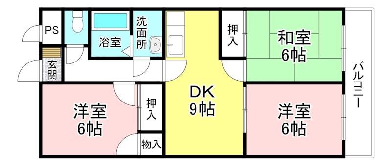 アネックス菩提寺(3DK/3階)の間取り写真