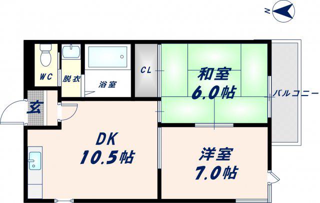 サンプラザ今里I番館(2LDK/7階)の間取り写真
