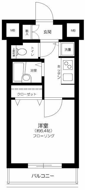 OLIO芝浦(1K/6階)の間取り写真