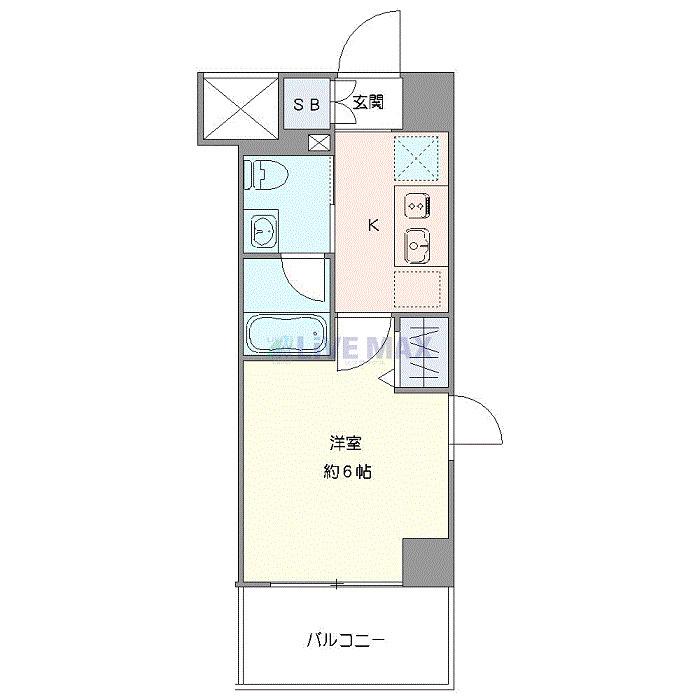 LOG横浜伊勢町(1K/4階)の間取り写真