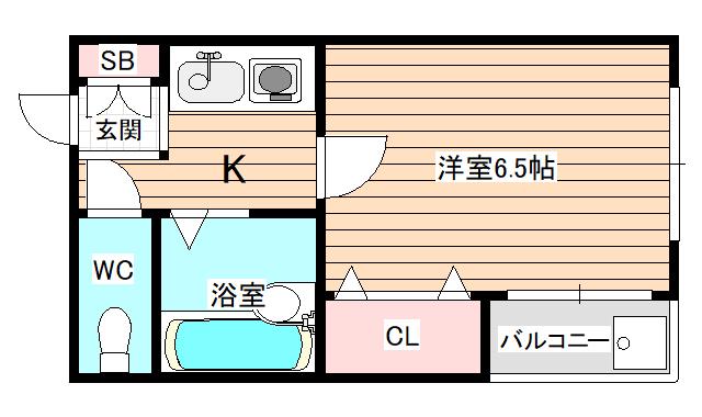 エースハイツ玉川(1K/2階)の間取り写真