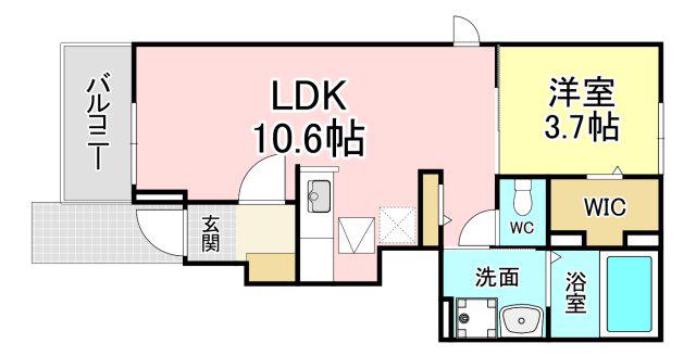 スローライフ(1LDK/1階)の間取り写真