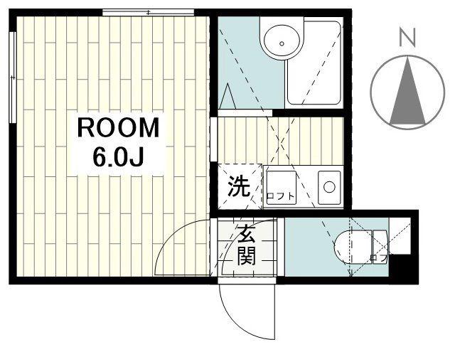 サザンリーフ中央林間・I(1K/2階)の間取り写真