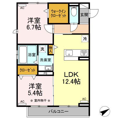 メゾン・サンティール(2LDK/2階)の間取り写真