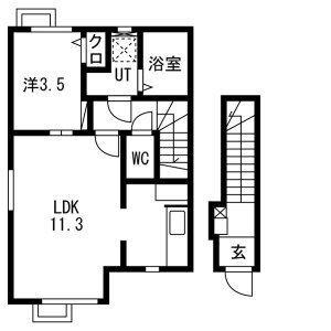 LIEN鶴岡B(1LDK/2階)の間取り写真