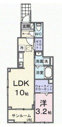 LA.OHANA 田無(1LDK/1階)の間取り写真