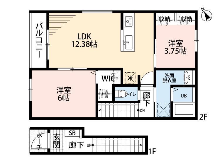 リーブルファイン鷲宮駅(2LDK/2階)の間取り写真