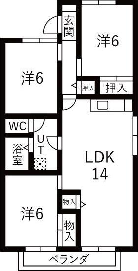 セジュール桂A棟(3LDK/1階)の間取り写真