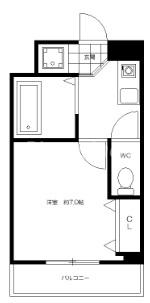 モンテアズーロ北浜(1K/3階)の間取り写真