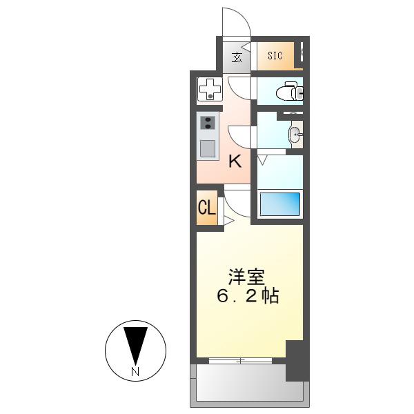 メイクス名駅南Ⅱ(1K/12階)の間取り写真