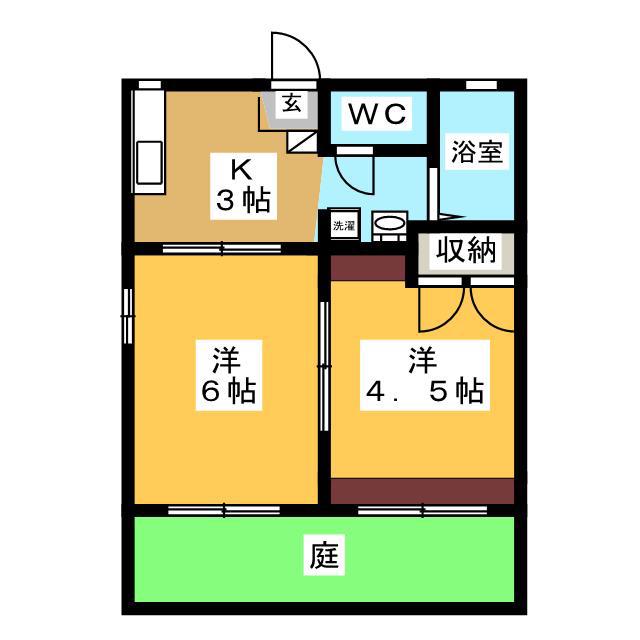 宝田ハイツII(2K/1階)の間取り写真