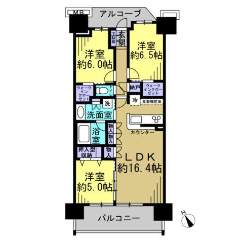 プラウド大府(3LDK/14階)の間取り写真