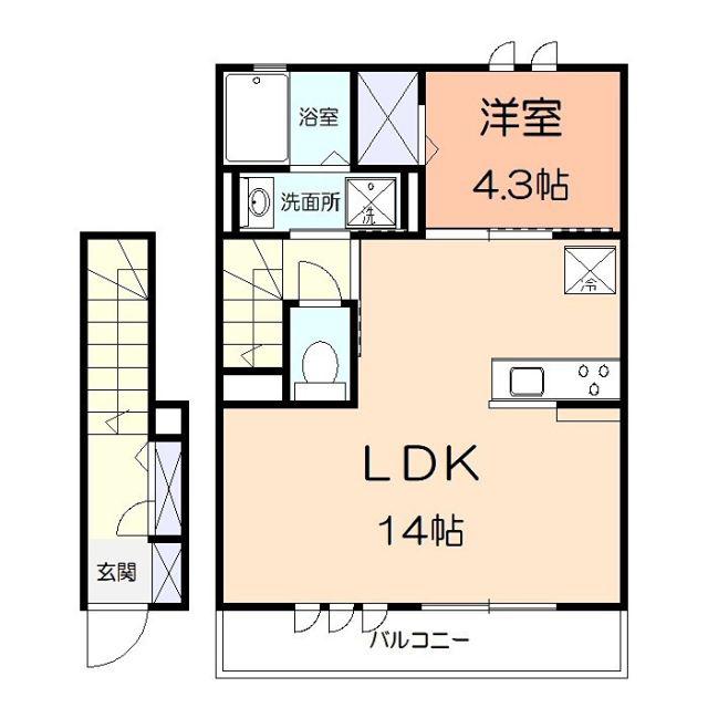 カーサ ソレアーダ(1LDK/2階)の間取り写真