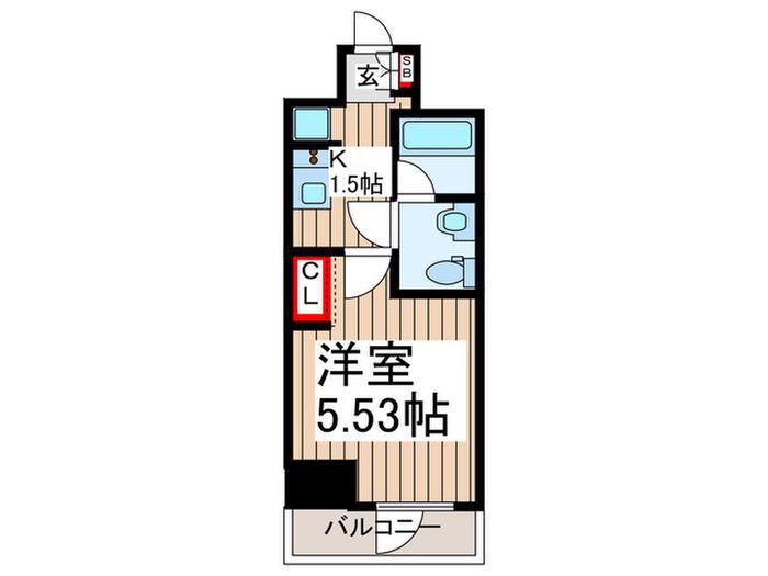 プレール・ドゥーク川口並木(1K/3階)の間取り写真
