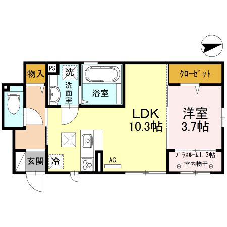 オレンジコート(1LDK/1階)の間取り写真