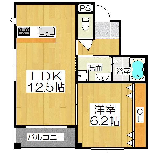 セジュールひのき(1LDK/2階)の間取り写真