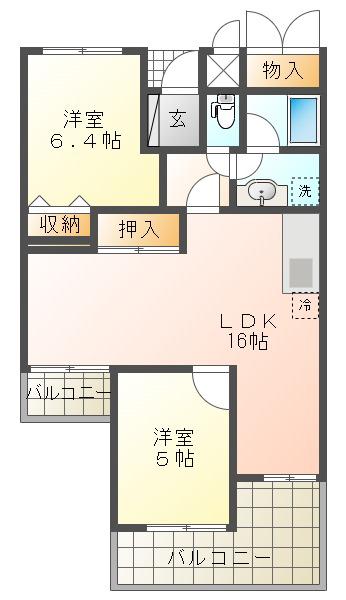 ガーデンハイツ桃山台壱(2LDK/1階)の間取り写真