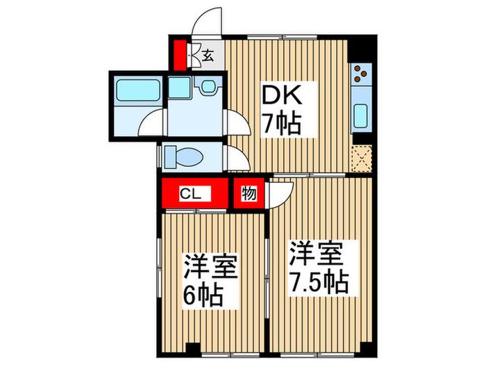 ハウスTM(2DK/1階)の間取り写真