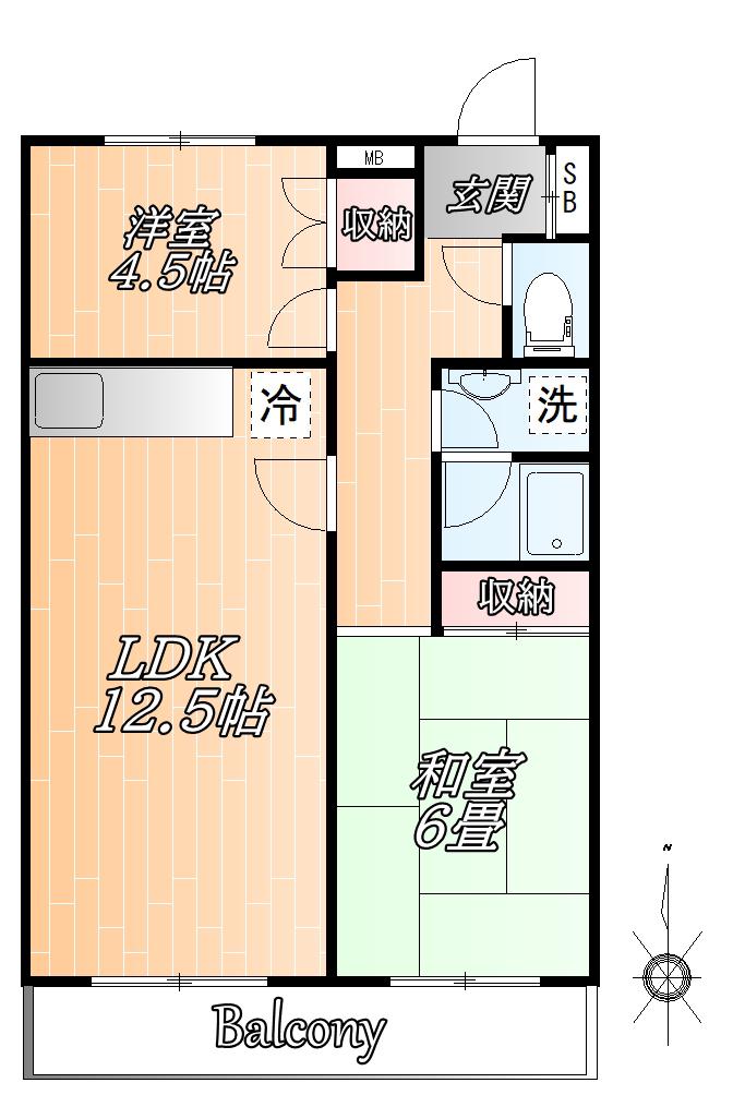 テアーガルテン(2LDK/2階)の間取り写真