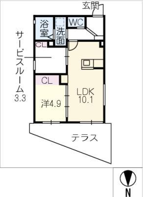 HIBI(1SLDK/1階)の間取り写真