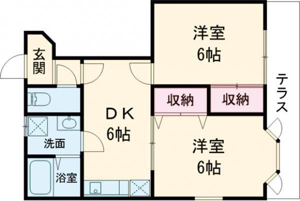 サンハイム(2DK/1階)の間取り写真