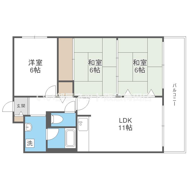 シャトー南船場(3LDK/4階)の間取り写真