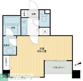 エンゼルピュア 高輪(1K/4階)の間取り写真