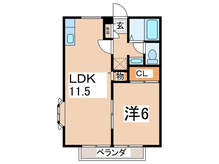 エーデルハイムII(2DK/1階)の間取り写真