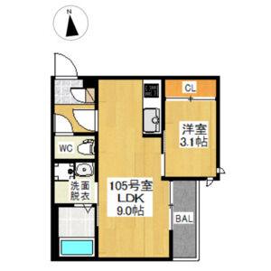 GRANDTIC FIRST(1LDK/1階)の間取り写真