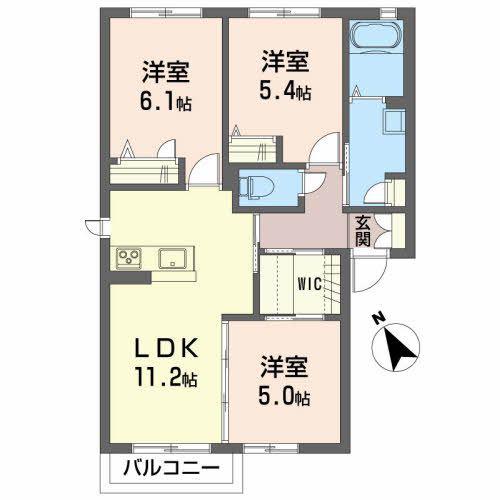 アルカディア B棟(3LDK/2階)の間取り写真