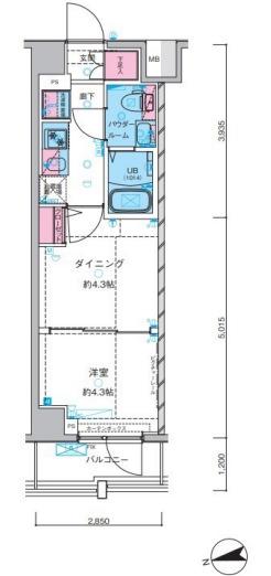 ガリシア中野新井薬師(2K/2階)の間取り写真