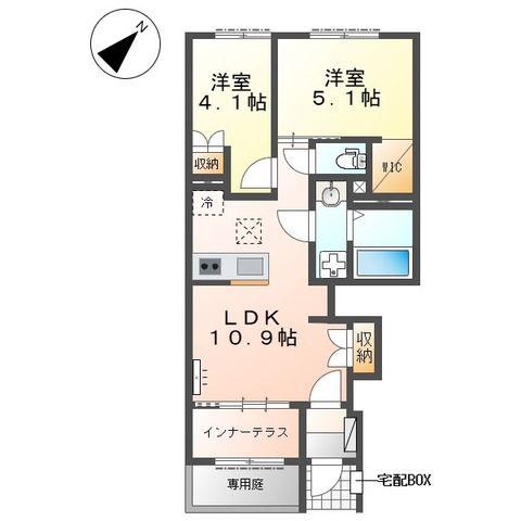 エクステンド・H(2LDK/1階)の間取り写真