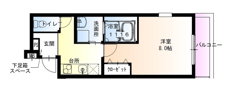 フジパレス吉田サウス(1K/1階)の間取り写真