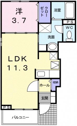 RUHA-CHI 藤(1LDK/1階)の間取り写真
