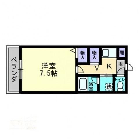 レイクサイドマンション(1K/1階)の間取り写真