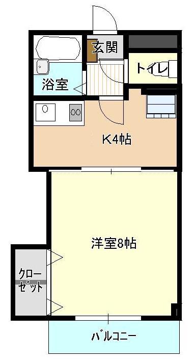 ラフィネ一の宮(1K/2階)の間取り写真