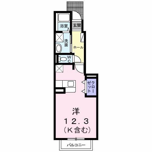 シエロステラート(ワンルーム/1階)の間取り写真