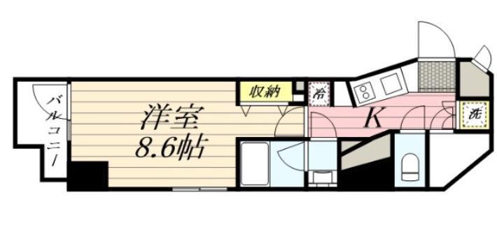 GRAN PASEO麻布十番(1K/12階)の間取り写真