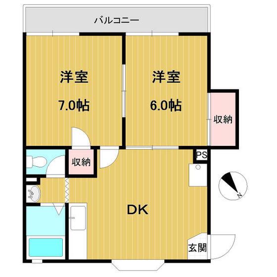 サンライフ第2(2DK/1階)の間取り写真