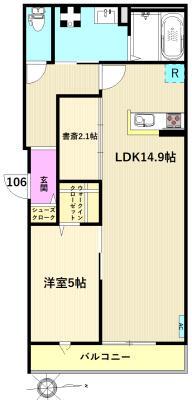 ココレジデンス(1LDK/1階)の間取り写真