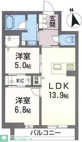 シャーメゾンヴィーブル八王子(2LDK/2階)の間取り写真