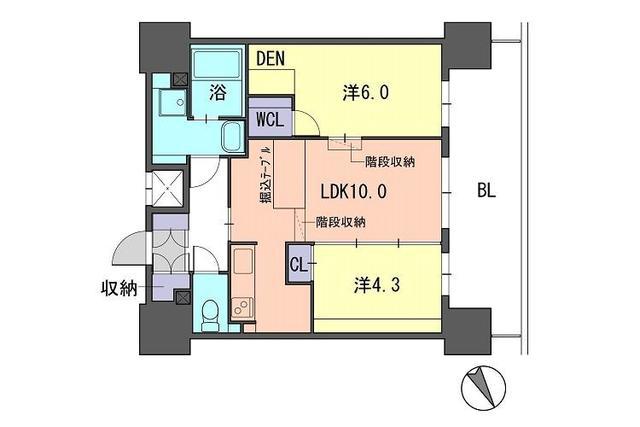 F・PARC GRANDMARK天神(2LDK/8階)の間取り写真