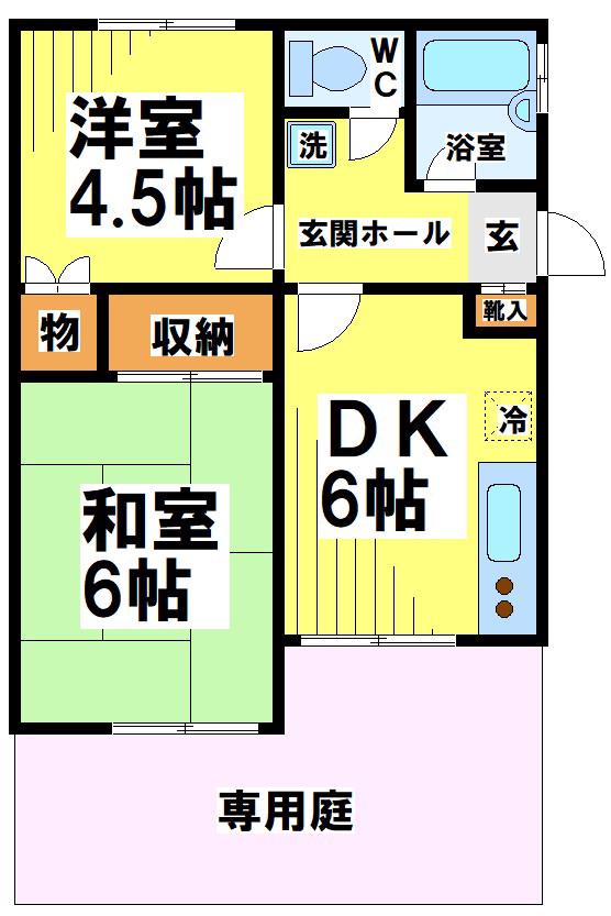 京王線 調布駅 徒歩35分 2階建 築34年(2DK/2階)の間取り写真