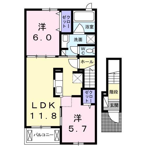 ファイン ドリーム(2LDK/2階)の間取り写真