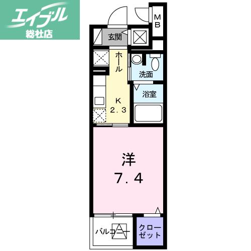 JR山陽本線 倉敷駅 徒歩14分 4階建 築10年(1K/2階)の間取り写真