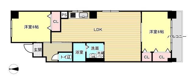 コーポ高津(2LDK/4階)の間取り写真