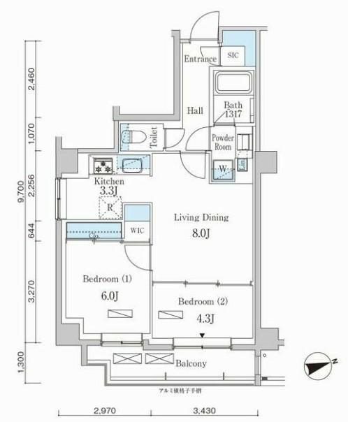 パークアクシス市谷左内町(2LDK/3階)の間取り写真